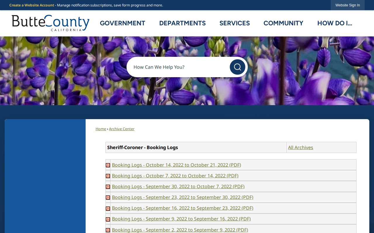 Butte County busted arrest booking log archive
